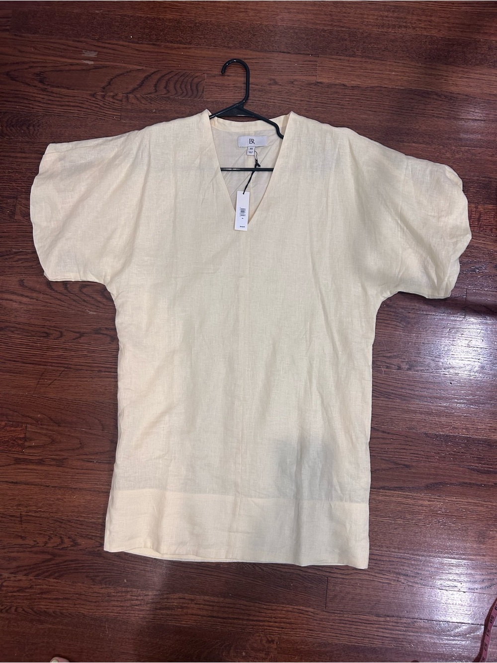 NWT Banana Republic 100% Linen Dress. Butter Yellow/Cream with Pockets and Lined